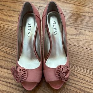 Guess leather open toe heel